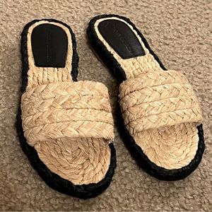 Tory Burch Raffia Slides Sandals